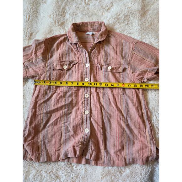 Madewell Linen Button down Short Sleeve Camp Shirt Womens Medium - Picture 4 of 6